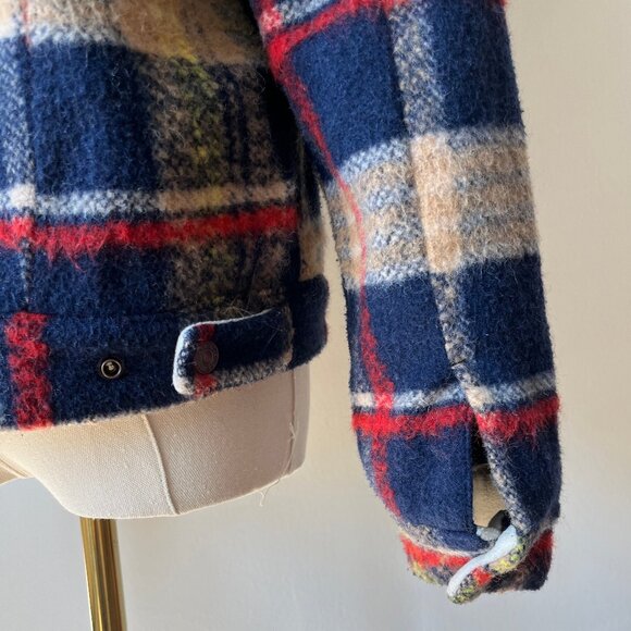 Levi's Premium Wool Trucker Jacket Multi-color Plaid - Picture 11 of 15